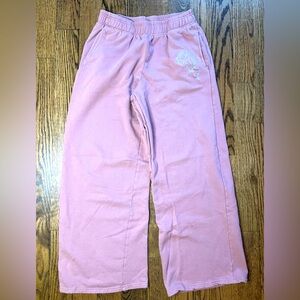 Eleven Paris wide leg sweats with pockets and embroidered rose. Medium.